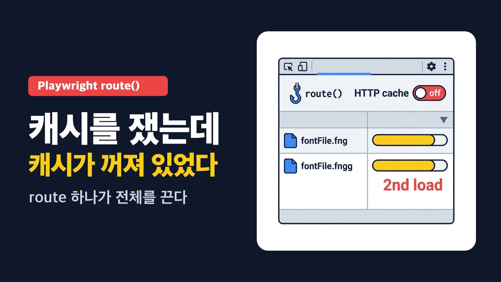 캐시 효과를 재는데 캐시가 꺼져 있었다, Playwright route()의 함정