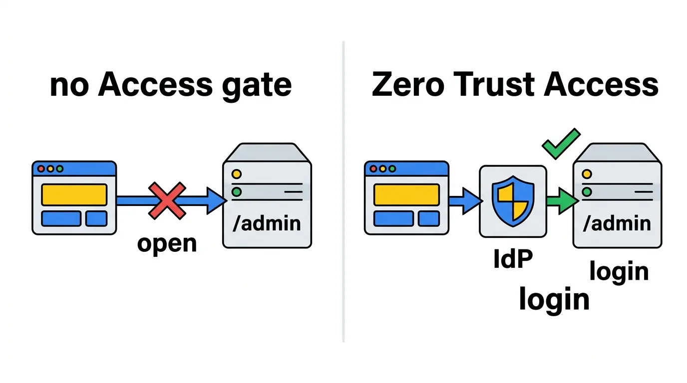 Zero Trust Access는 요청이 서버에 닿기 전 엣지에서 로그인을 강제한다.